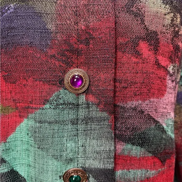 Vintage 90s Abstract Art Button Jacket Sz M/Lg - Picture 4 of 8
